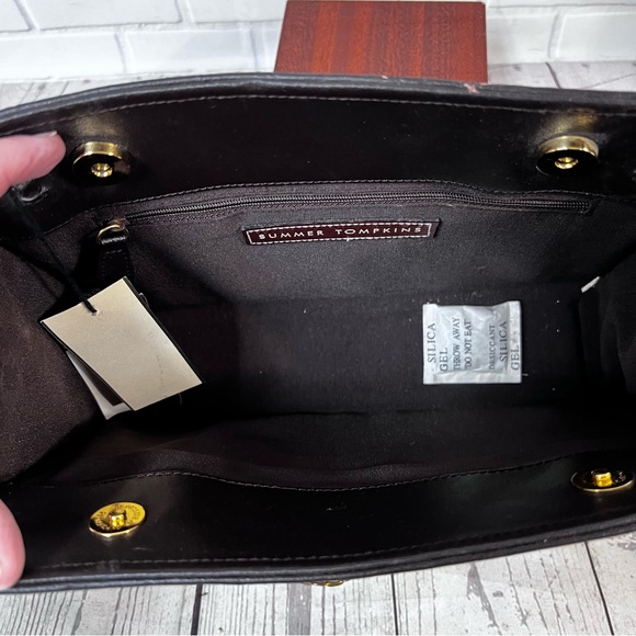 Houndstooth Bag Brown SUMMER TOMPKINS Purse Retro Art Vintage Dog Umbrella NWT - Picture 11 of 16